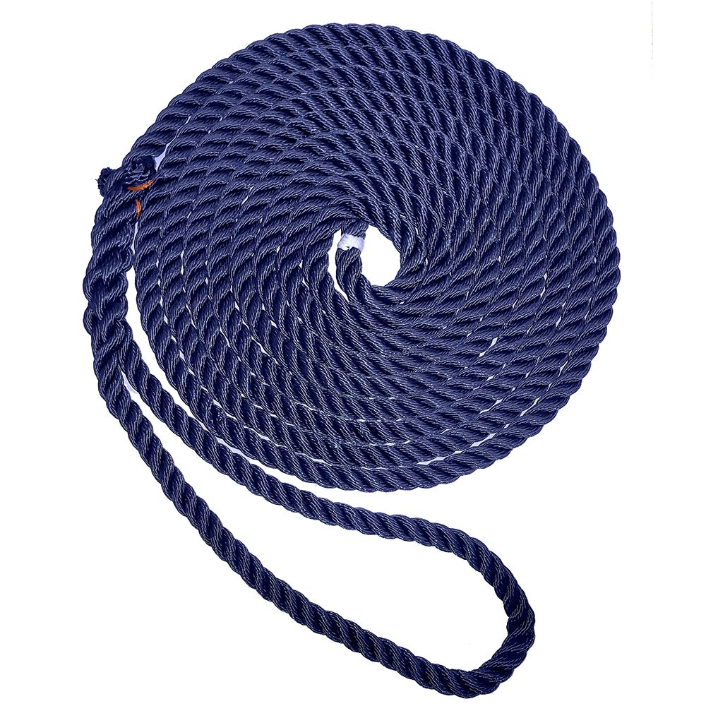 Image 1: New England Ropes 1/2" Premium 3-Strand Dock Line - Navy Blue - 15'