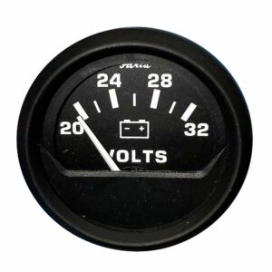 Image 1: Faria Euro Black 2" Voltmeter (20-32 V)