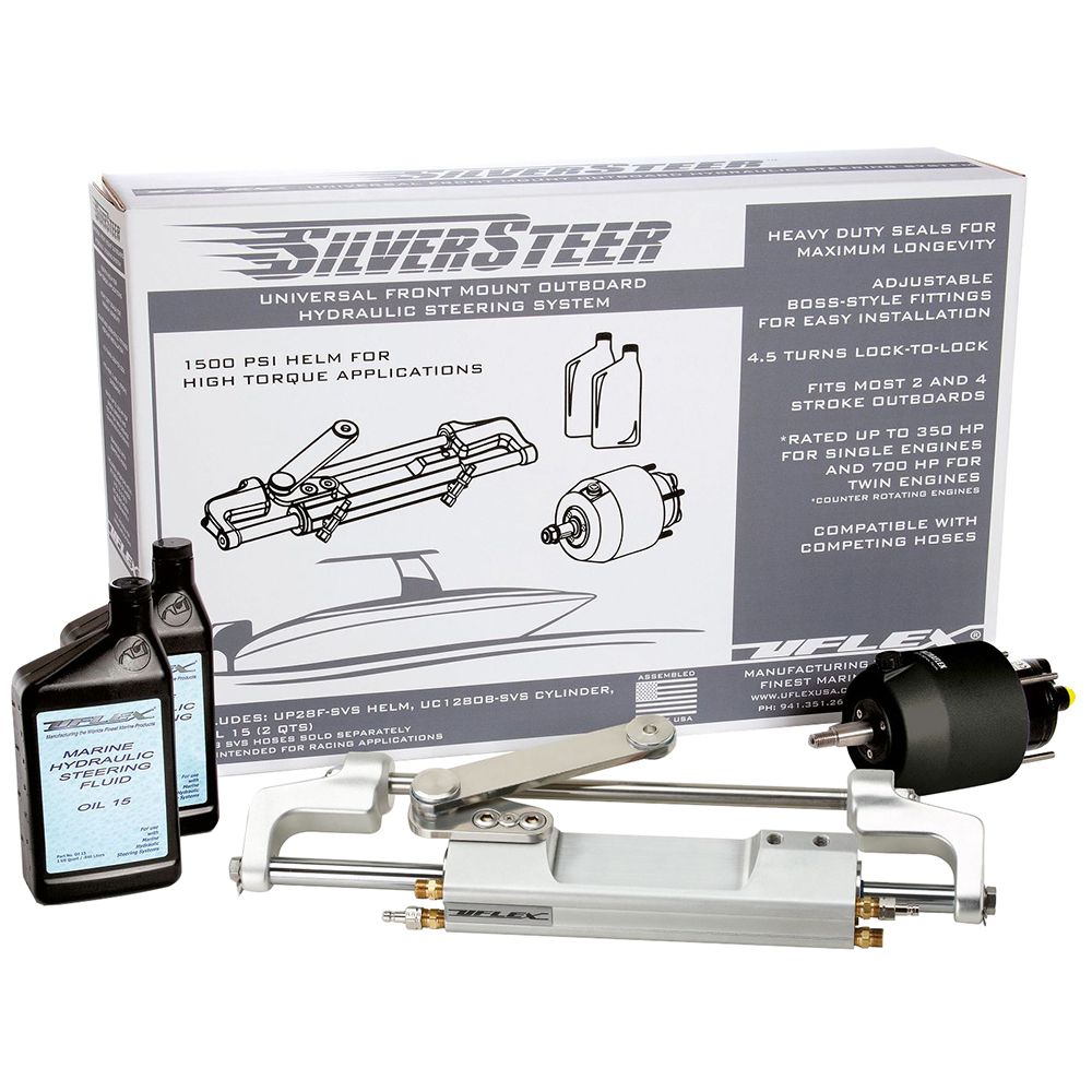 Image 1: Uflex SilverSteer™ Front Mount Outboard Hydraulic Steering System w/ UC130-SVS-1 Cylinder