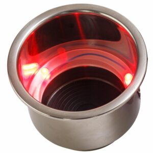 Image 1: Sea-Dog LED Flush Mount Combo Drink Holder w/Drain Fitting - Red LED