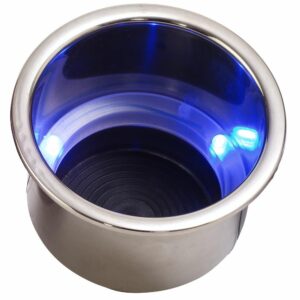 Image 1: Sea-Dog LED Flush Mount Combo Drink Holder w/Drain Fitting - Blue LED