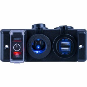 Image 1: Sea-Dog Double USB & Power Socket Panel w/Breaker Switch