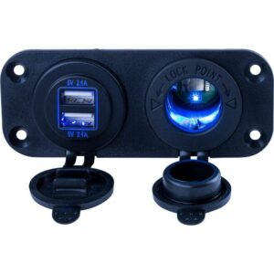 Image 1: Sea-Dog Double USB & Power Socket Panel