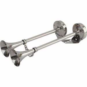 Image 1: Sea-Dog MaxBlast Stainless Steel Trumpet 12V Horn - Dual
