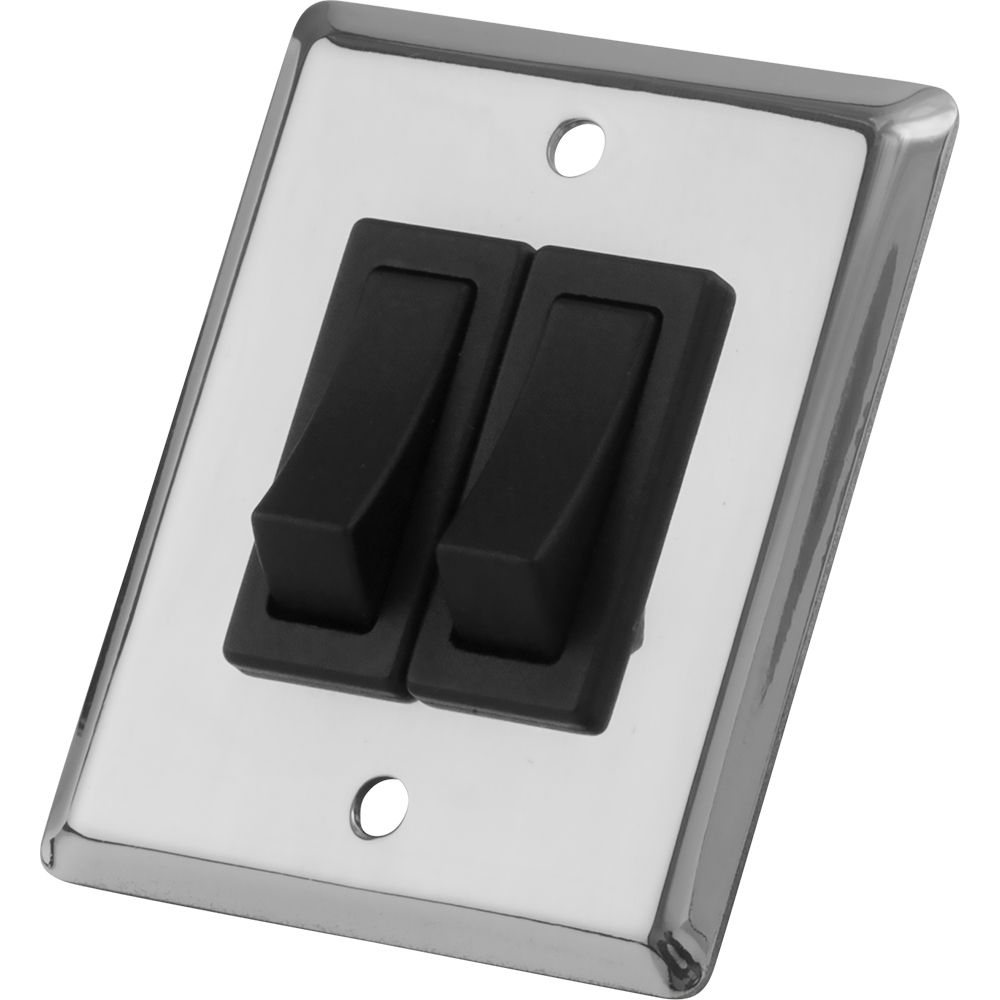 Image 1: Sea-Dog Double Gang Wall Switch - Stainless Steel