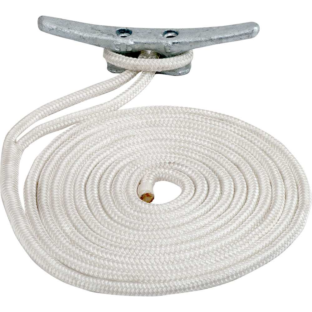 Image 1: Sea-Dog Double Braided Nylon Dock Line - 3/8" x 10' - White