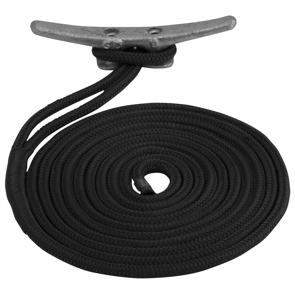 Image 1: Sea-Dog Double Braided Nylon Dock Line - 1/2" x 25' - Black