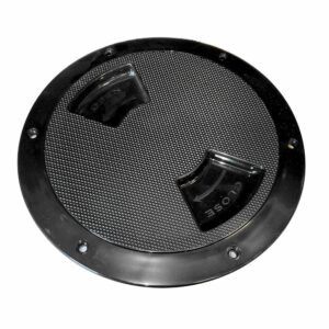 Image 1: Sea-Dog Textured Quarter Turn Deck Plate - Black - 5"