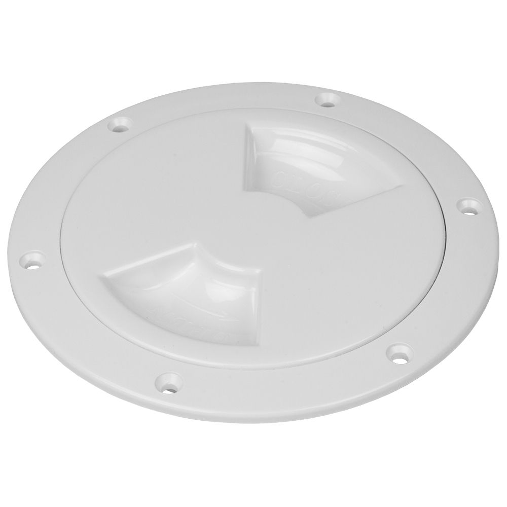 Image 1: Sea-Dog Quarter-Turn Smooth Deck Plate w/Internal Collar - White - 4"