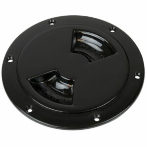 Image 1: Sea-Dog Quarter-Turn Smooth Deck Plate w/Internal Collar - Black - 4"