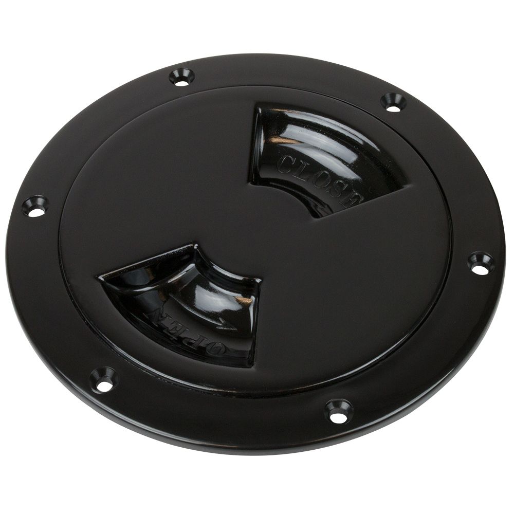 Image 1: Sea-Dog Quarter-Turn Smooth Deck Plate w/Internal Collar - Black - 6"
