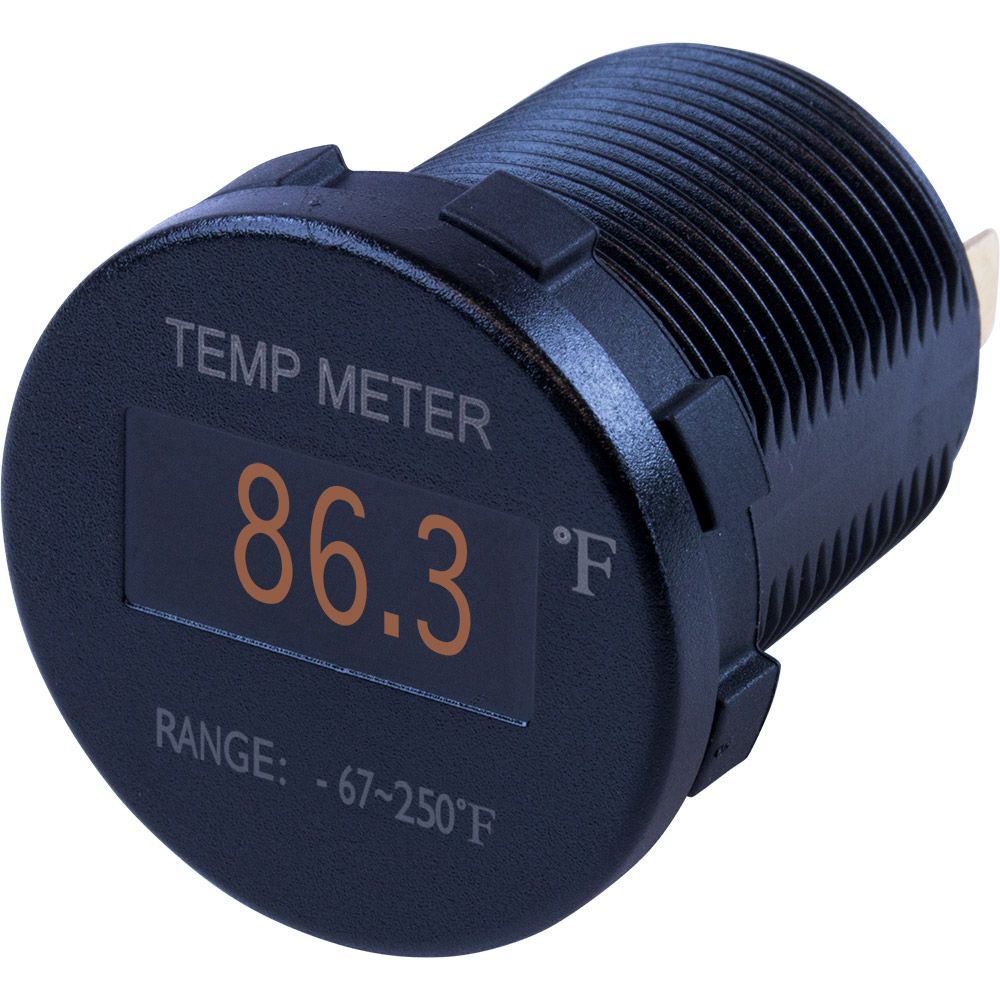 Image 1: Sea-Dog Round OLED Temperature Meter Fahrenheit w/6' Lead