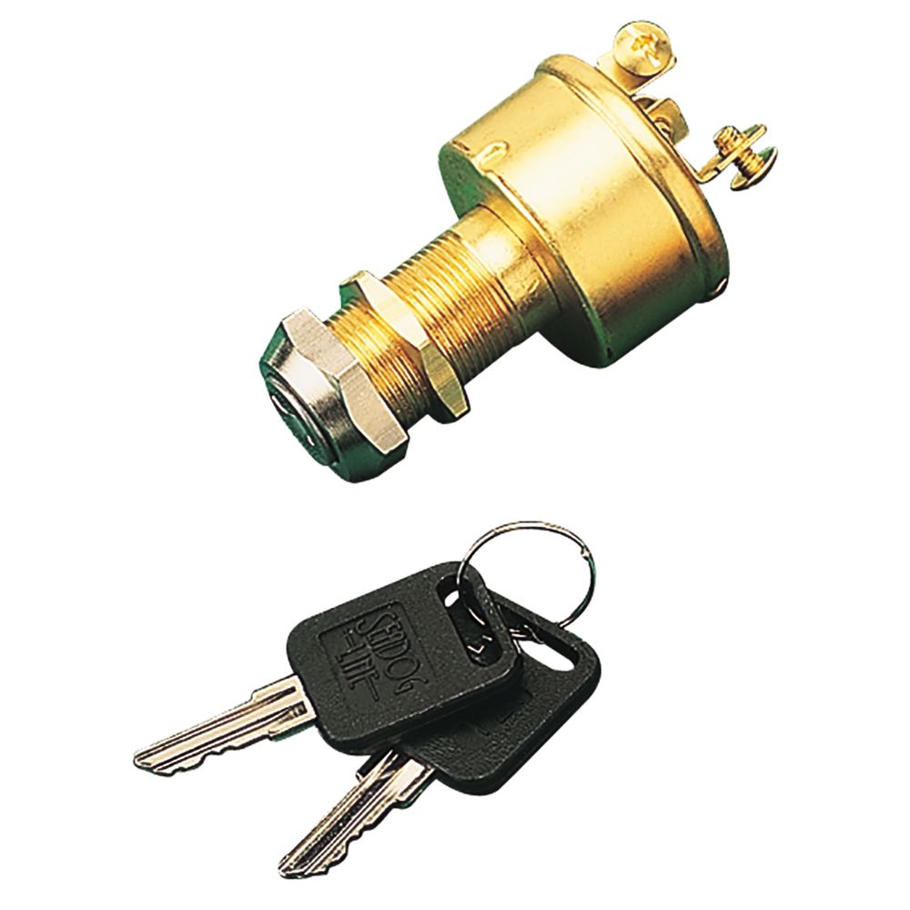 Image 1: Sea-Dog Brass 3-Position Key Ignition Switch