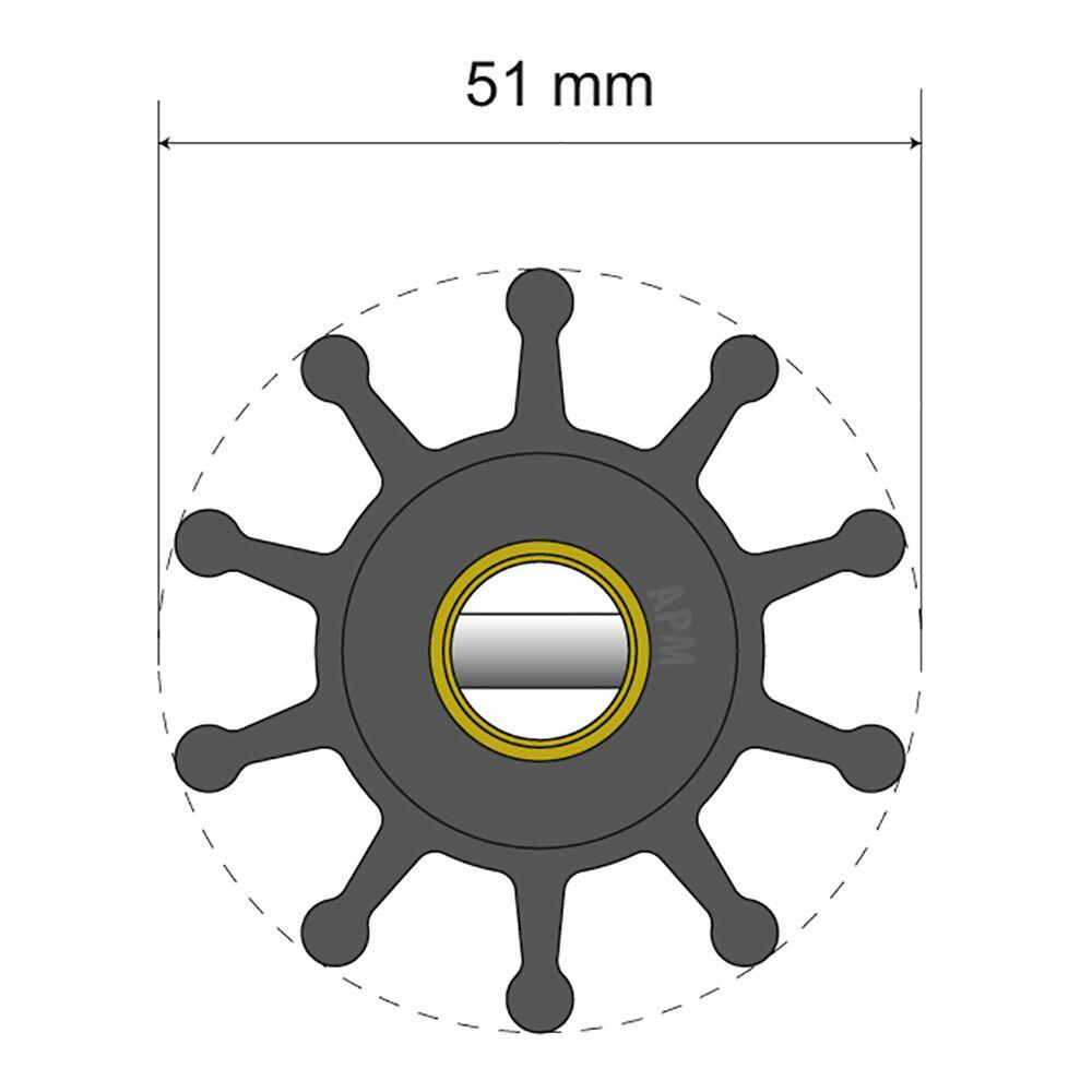 Image 1: Albin Group Premium Impeller Kit - 51 x 12 x 22mm - 10 Blade - Pin Insert