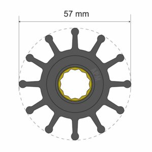 Image 1: Albin Group Premium Impeller Kit 57 x 16 x 48.2mm - 12 Blade - Spline Insert