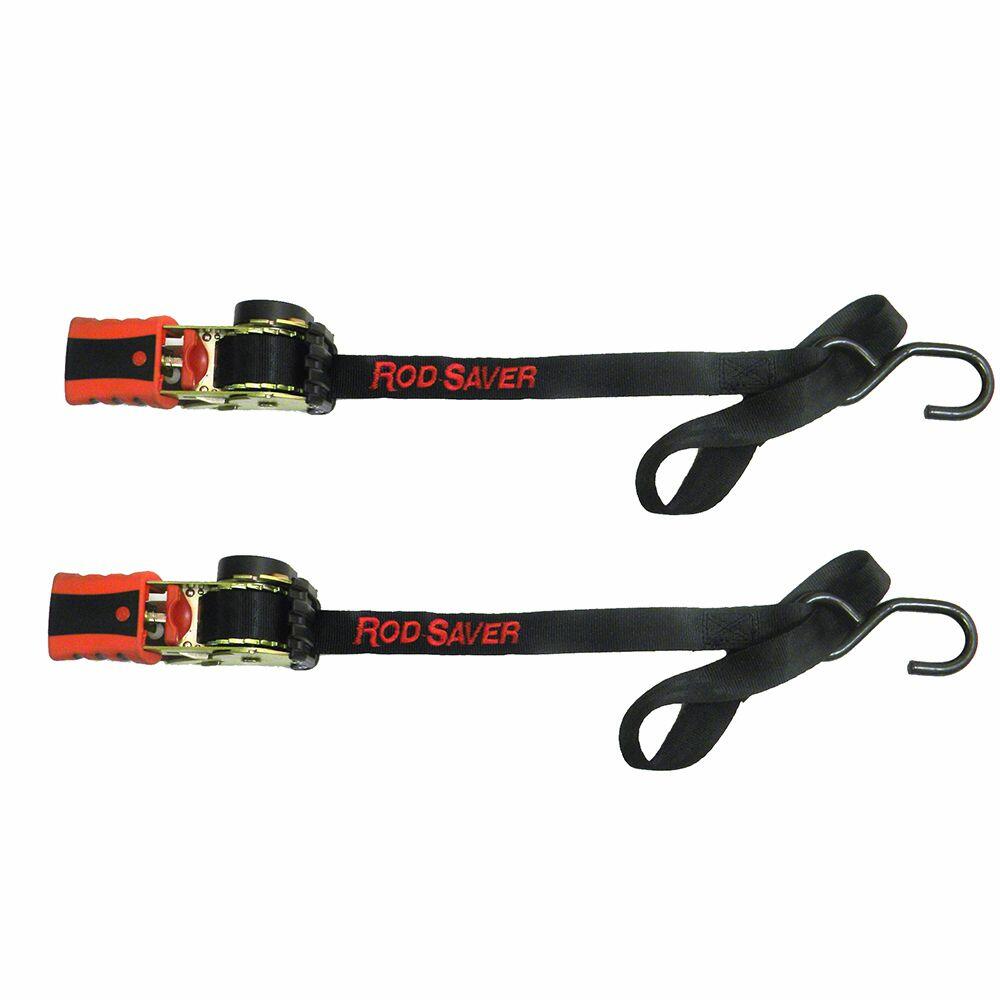 Image 1: Rod Saver Mini Retractable Tie Down w/Soft Hook - 50" - Pair
