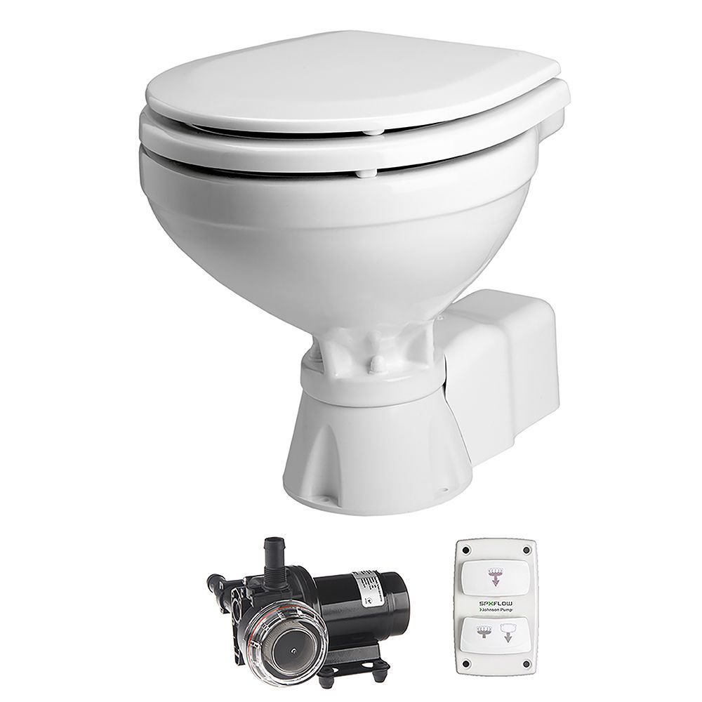 Image 1: Johnson Pump AquaT Toilet Silent Electric Compact - 12V w/Pump