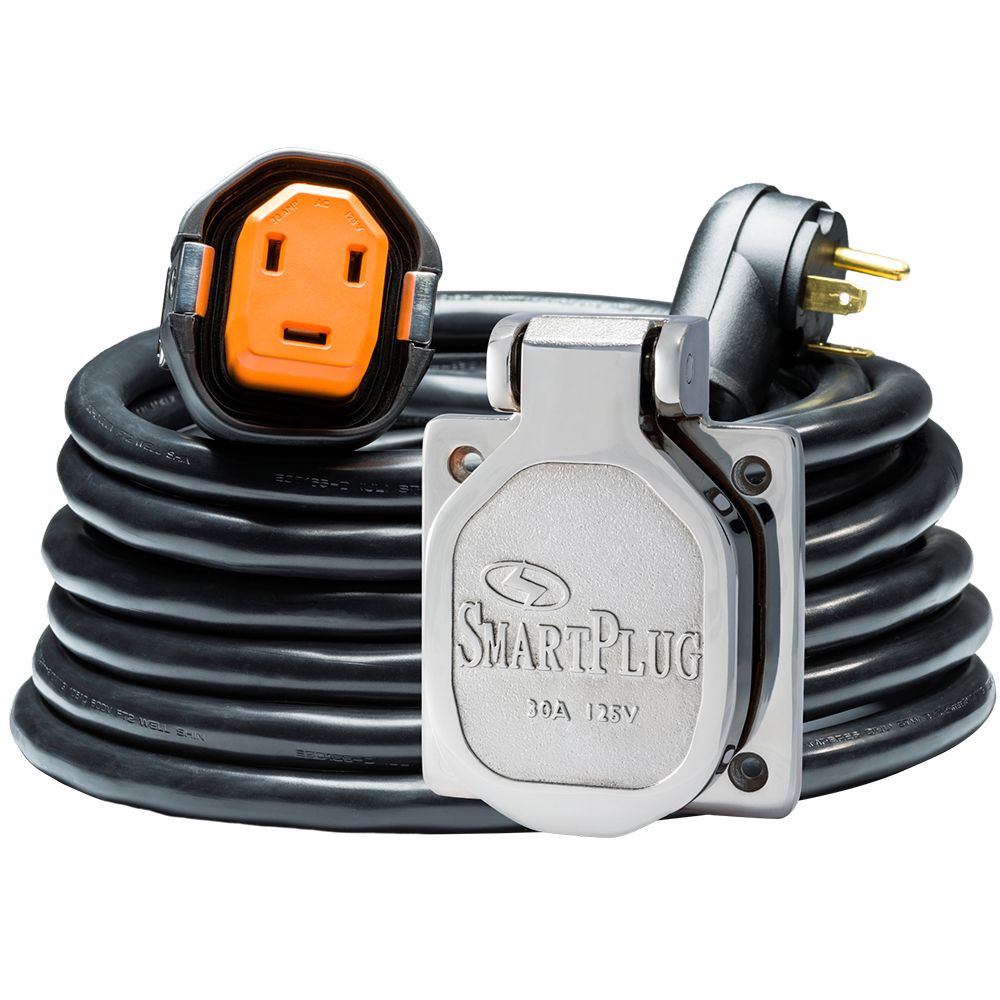 Image 1: SmartPlug RV Kit 30 AMP Dual Configuration Cordset & Stainless Steel Inlet Combo - 30'