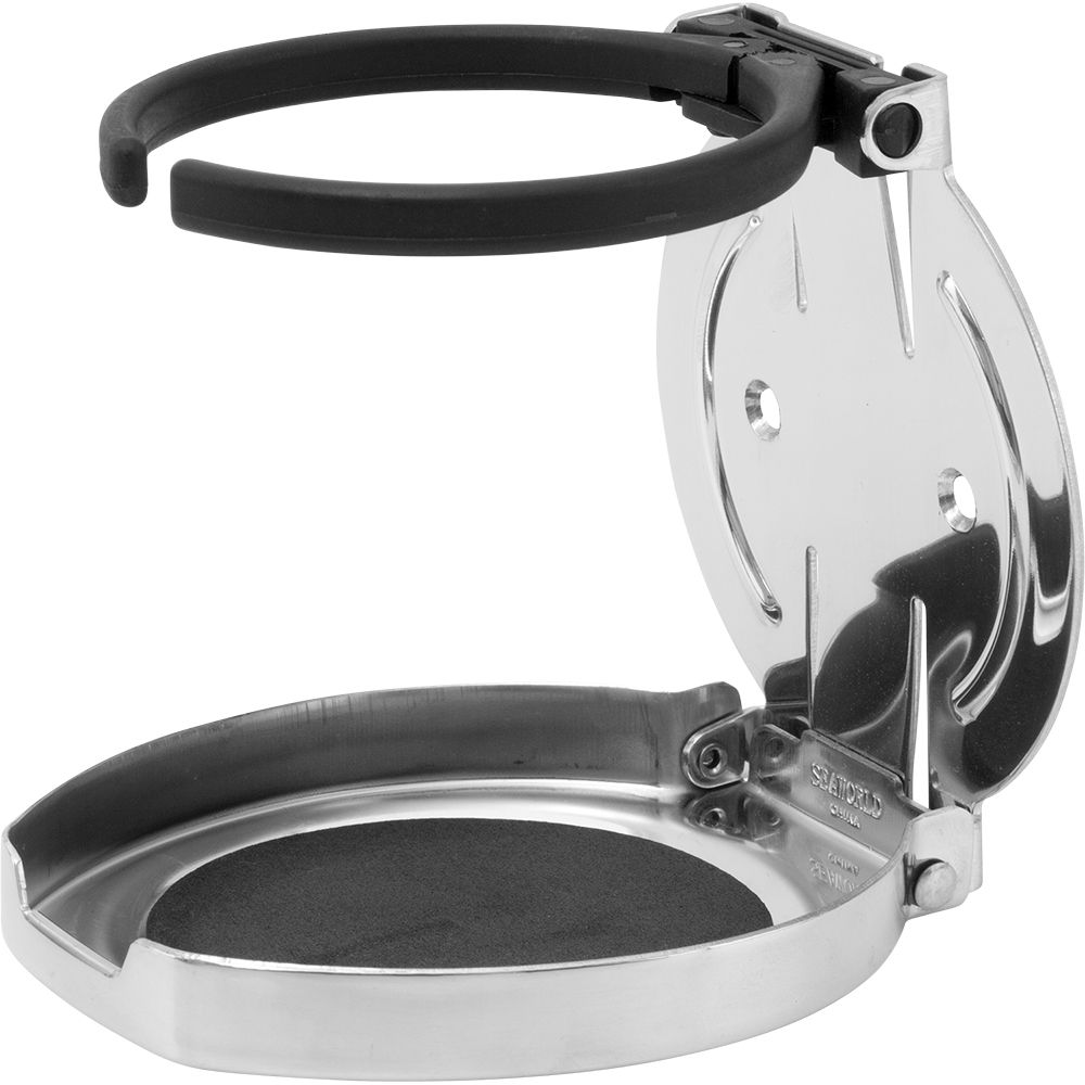 Image 1: Sea-Dog Adjustable Folding Drink Holder - 304 Stainless Steel
