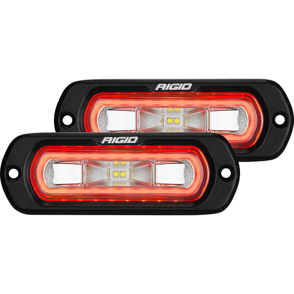 Image 1: RIGID Industries SR-L Series Flush Mount Spreader Light - Black Housing - Red Halo