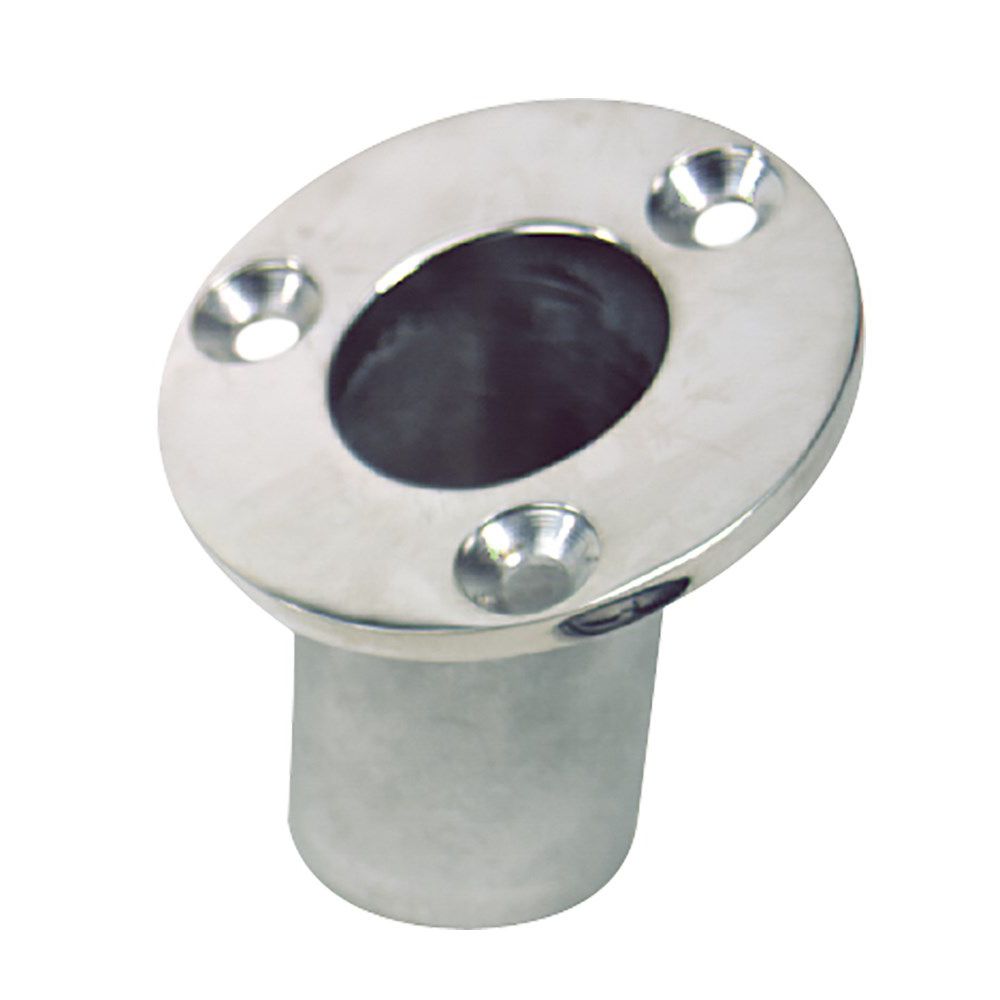 Image 1: Sea-Dog Flush Mount Flagpole Socket - 25° - 1-1/4" ID - 316 Stainless Steel