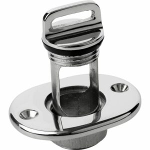 Image 1: Sea-Dog Oblong Captive Garboard Drain & Plug - 316 Stainless Steel