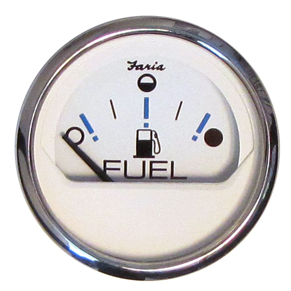 Image 1: Faria Chesapeake White SS 2" Fuel Level Gauge - Metric (E-1/2-F)