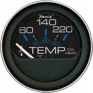 Image 1: Faria Coral 2" Cylinder Head Temperature Gauge (60-120° F) w/Sender