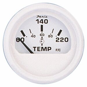 Image 1: Faria Dress White 2" Cylinder Head Temperature Gauge (60 - 220° F)