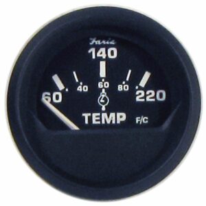 Image 1: Faria Euro Black 2" Cylinder Head Temperature Gauge (60 to 220° F) with Sender