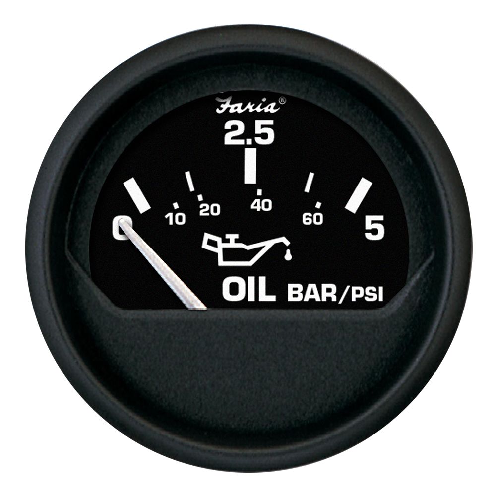 Image 1: Faria Euro Black 2" Oil Pressure Gauge - Metric (5 Bar)