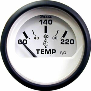 Image 1: Faria Euro White 2" Cylinder Head Temperature Gauge (60 - 220° F)