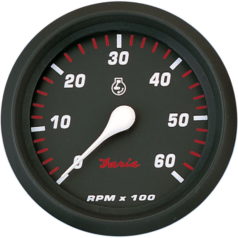 Image 1: Faria Professional Red 4" Tachometer - 6,000 RPM