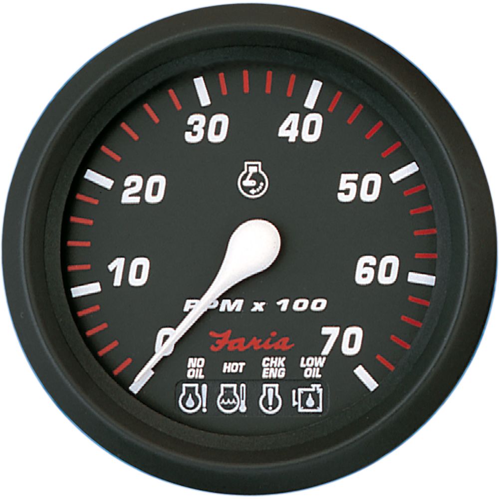 Image 1: Faria Professional Red 4" Tachometer - 7,000 RPM w/System Check