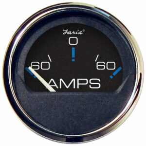 Image 1: Faria Chesapeake Black 2" Ammeter Gauge (-60 to +60 AMPS)