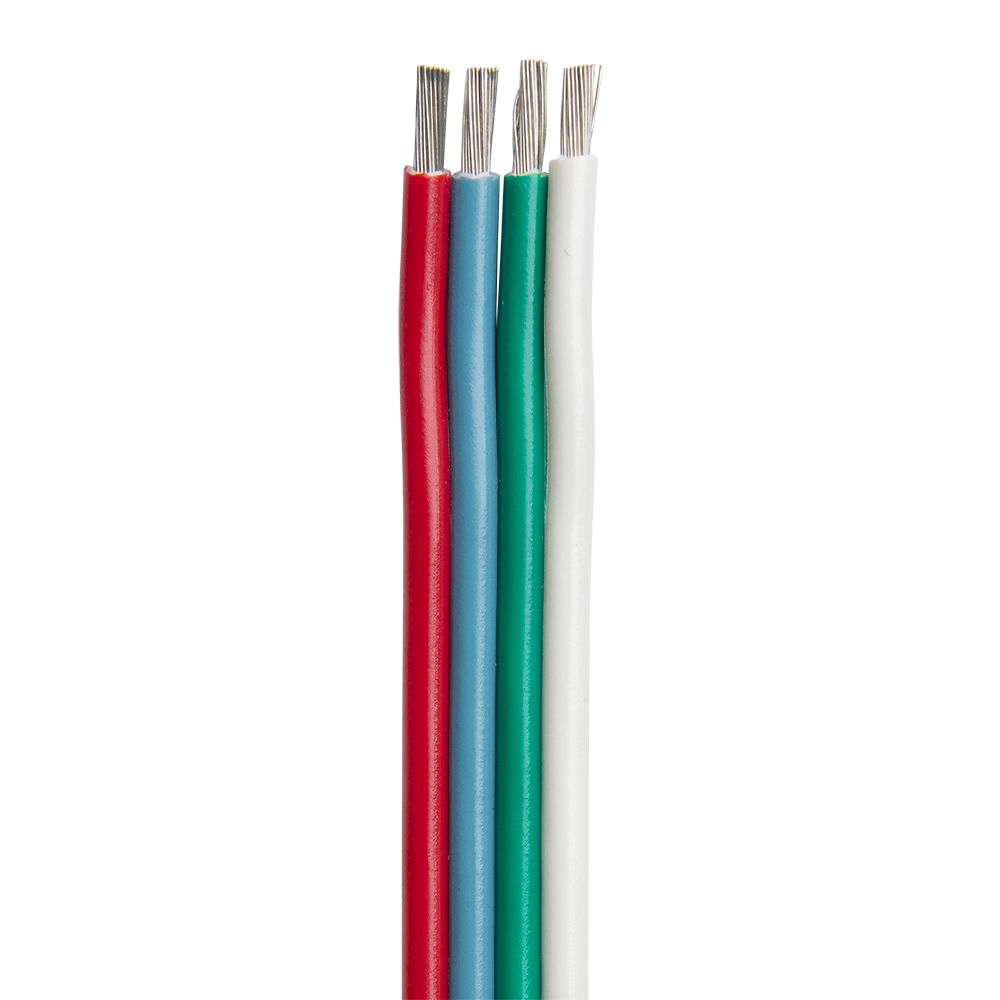 Image 1: Ancor Flat Ribbon Bonded RGB Cable 14/4 AWG - Red, Light Blue, Green & White - 100'