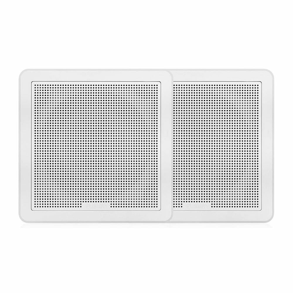 Image 1: Fusion FM-65SW FM Series 6.5" 120 Flush Mount Square Marine Speakers - White Grill - 120W