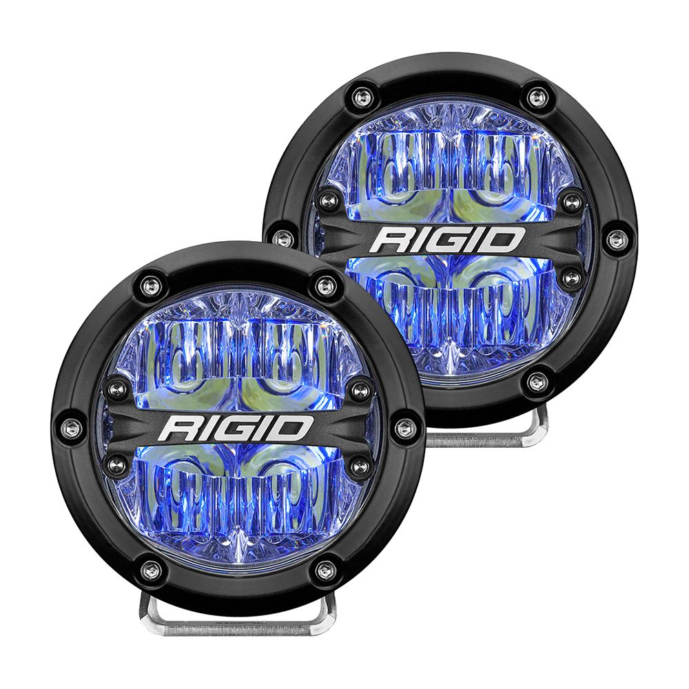 Image 1: RIGID Industries 360-Series 4" LED Off-Road Fog Light Drive Beam w/Blue Backlight - Black Housing