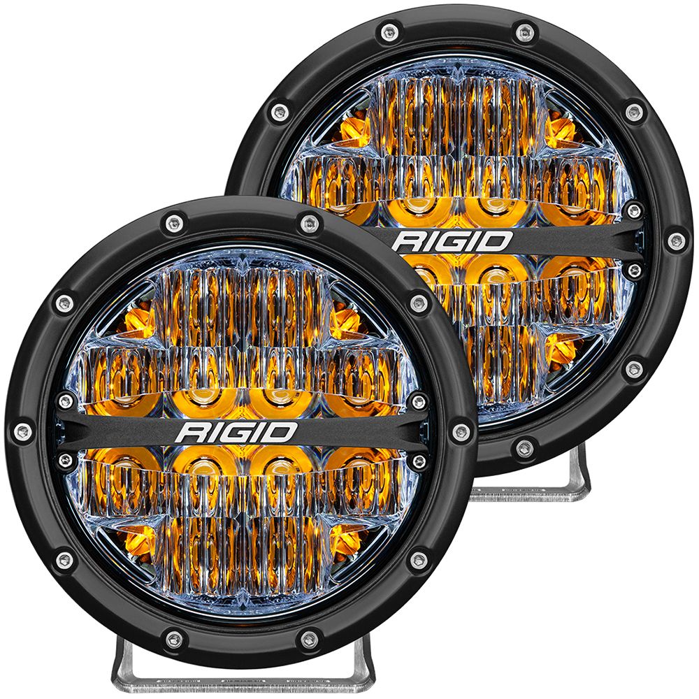 Image 1: RIGID Industries 360-Series 6" LED Off-Road Fog Light Drive Beam w/Amber Backlight - Black Housing