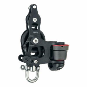 Image 1: Harken 45mm Single Aluminum Element Fiddle Block w/Swivel, Becket & 150 Cam Cleat