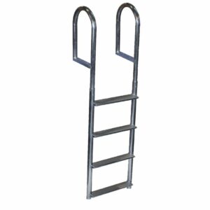 Image 1: Dock Edge Welded Aluminum Fixed Wide Step Ladder - 4-Step