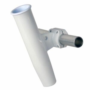 Image 1: C. E. Smith Aluminum Horizontal Clamp-On Rod Holder 1-5/16" OD White - Powdercoat w/Sleeve