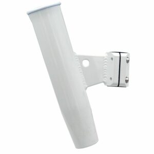Image 1: C.E. Smith Aluminum Vertical Clamp-On Rod Holder 1-5/16" OD White Powdercoat w/Sleeve