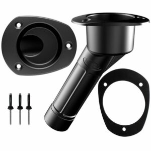 Image 1: Mate Series Plastic Rod & Cup Holder 30° Closed w/Oval Top f/Kayaks - Black