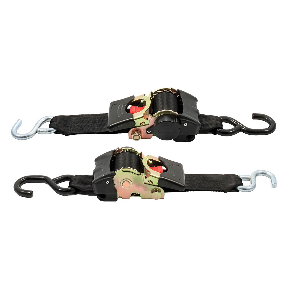 Image 2: Camco Retractable Tie Down Straps - 2" Width 6' Dual Hooks