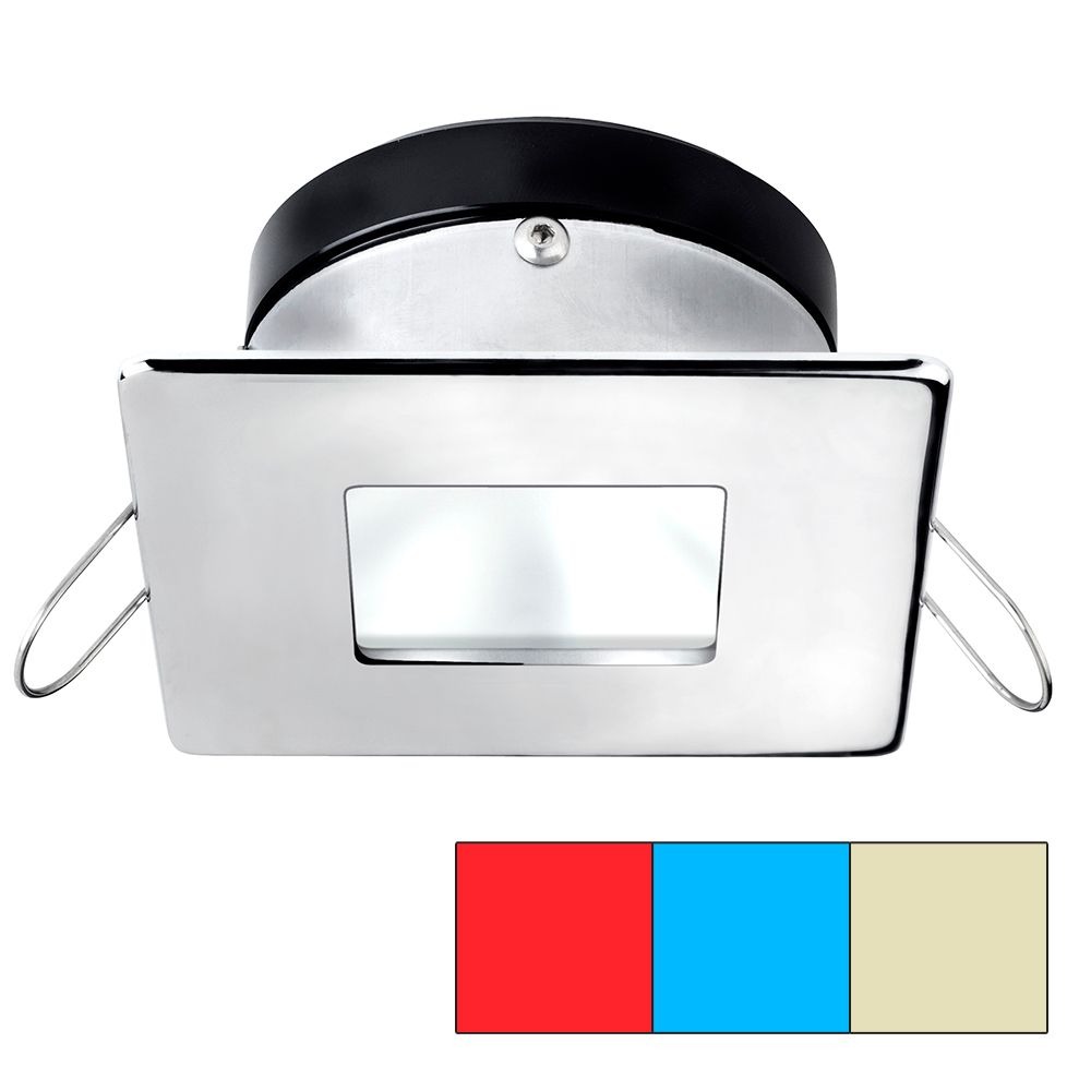 Image 1: i2Systems Apeiron A1120 Spring Mount Light - Square/Square - Red, Warm White & Blue - Polished Chrome