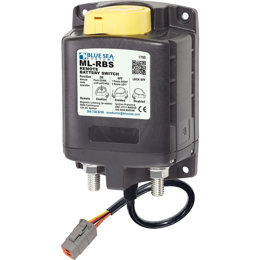 Image 1: Blue Sea 7700100 ML Solenoid 12V 500A w/Manual Control & Deutsch Connector