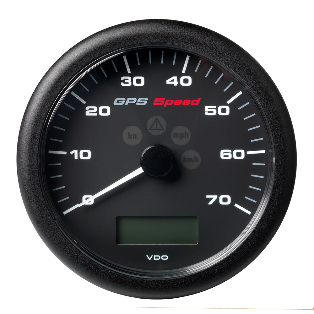 Image 1: Veratron 4-1/4" (110MM) ViewLine GPS Speedometer 0-70 KNOTS/KMH/MPH - 8 to 16V Black Dial & Bezel