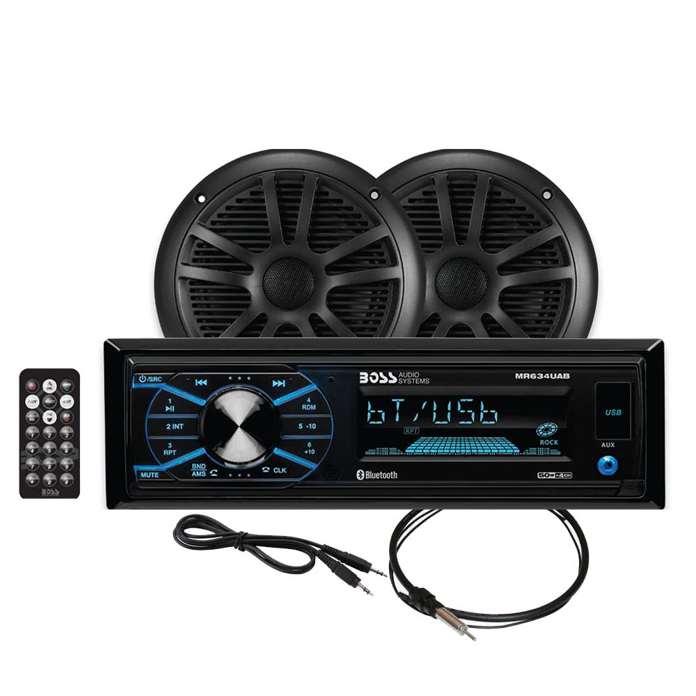 Image 1: Boss Audio MCBK634B.6 Marine Stereo & 6.5" Speaker Kit - Black