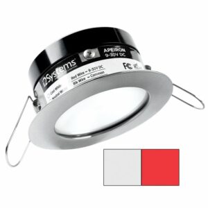 Image 1: i2Systems Apeiron PRO A503 - 3W Spring Mount Light - Round - Cool White & Red - Brushed Nickel Finish